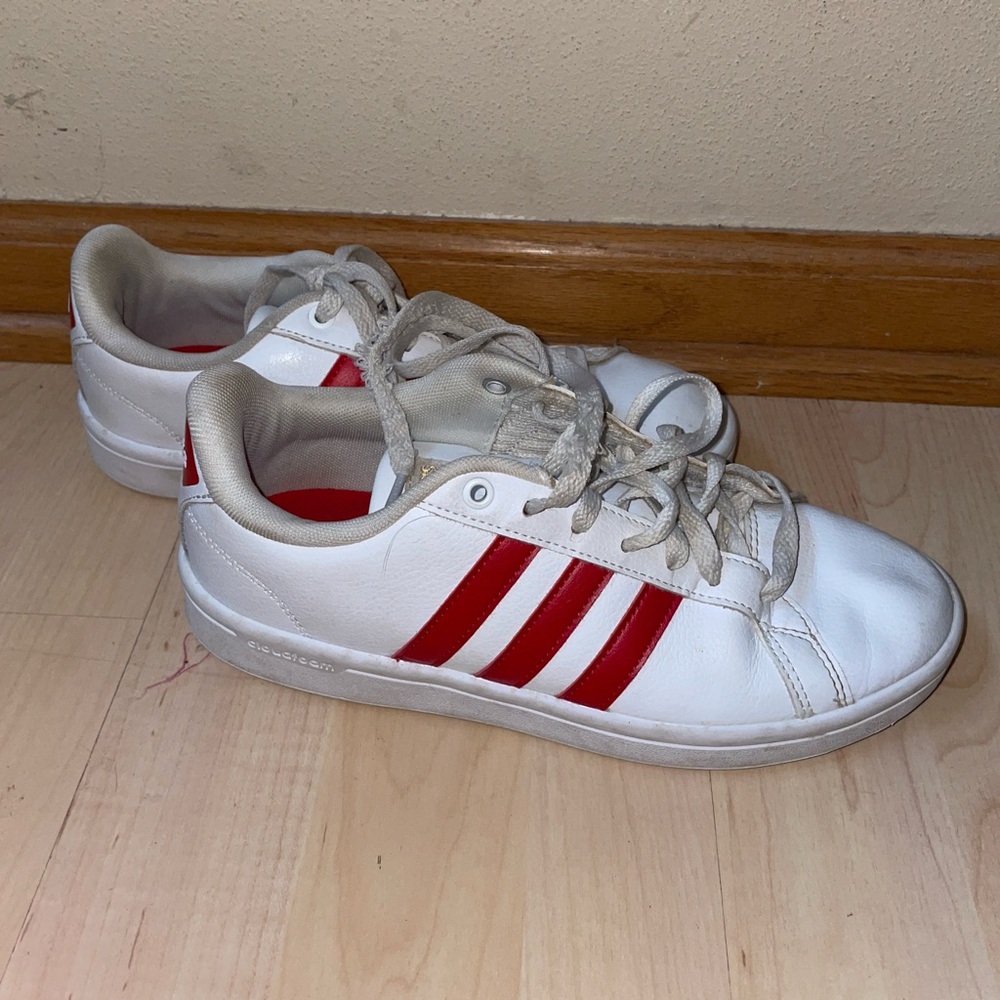 Adidas Cloudfoam Red and White Sneakers